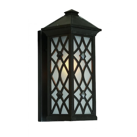 One Light Black White Glass Wall Lantern